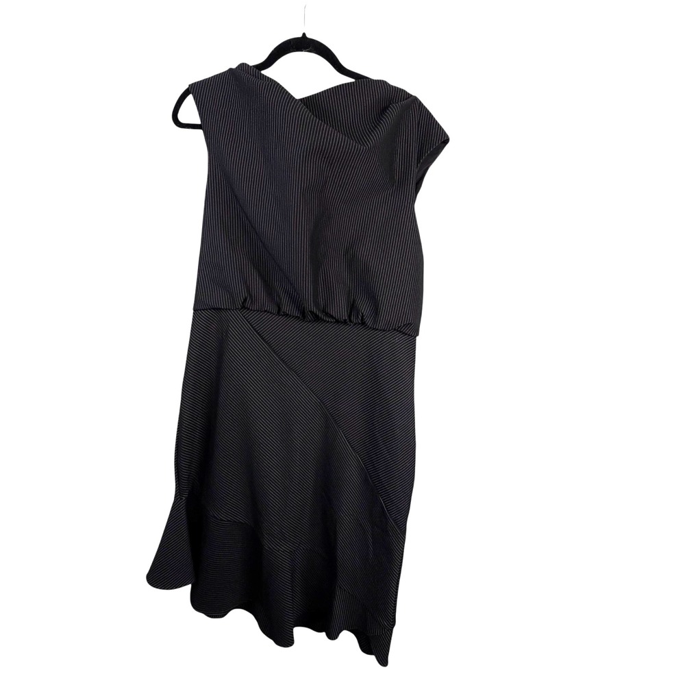 NWT Belle Badgley Mischka Women's Dress Black Sz 14 Pinstripe Career Cocktail